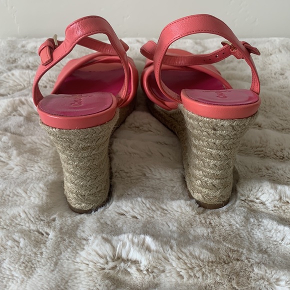 Cole Haan Wedge Sandals. NWOT Coral Pink Leather.Size 8. Espadrille 3 1/2” heel - Picture 4 of 9
